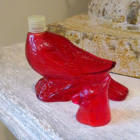 Vintage 1970s Avon Red Glass Cardinal Empty Perfume Bottle Decor - Bottle Only! - Picture 6 of 9